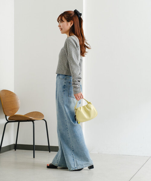 Kastane（カスタネ）の「【4色展開】小花柄スクエアサーマルカーディガン（カーディガン/ボレロ・レディース・ホワイト/アイボリー/グレー/ネイビー・FREE）」の6枚目の写真