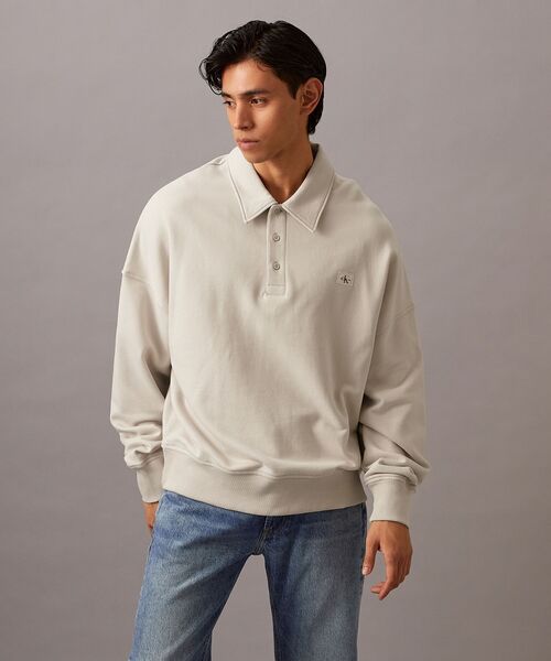 Calvin Klein(カルバン・クライン)の「リラックスラグビー スウェットシャツ(スウェット・メンズ・ライトベージュ/ブラック・S/M/L/XL)」の2枚目の写真