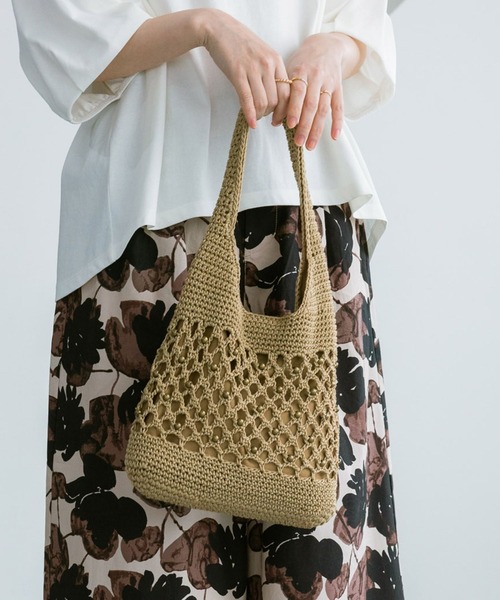 studio CLIP（スタディオクリップ）の「マクラメビーズトートバッグ（トートバッグ・レディース・ブルー/ブラック/ベージュ・FREE）」の2枚目の写真