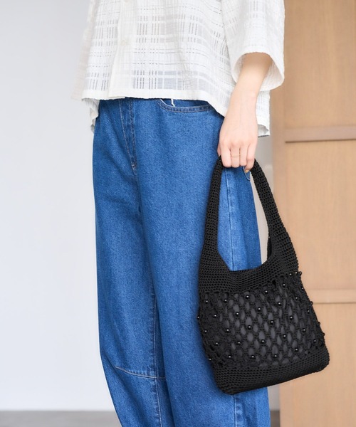 studio CLIP（スタディオクリップ）の「マクラメビーズトートバッグ（トートバッグ・レディース・ブルー/ブラック/ベージュ・FREE）」の17枚目の写真