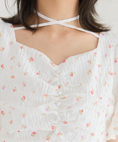 フラワープリントバルーンスリーブワンピース（ワンピース