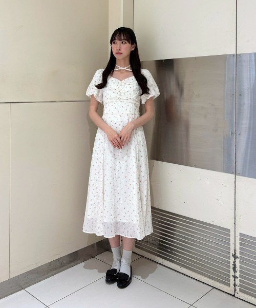 フラワープリントバルーンスリーブワンピース（ワンピース