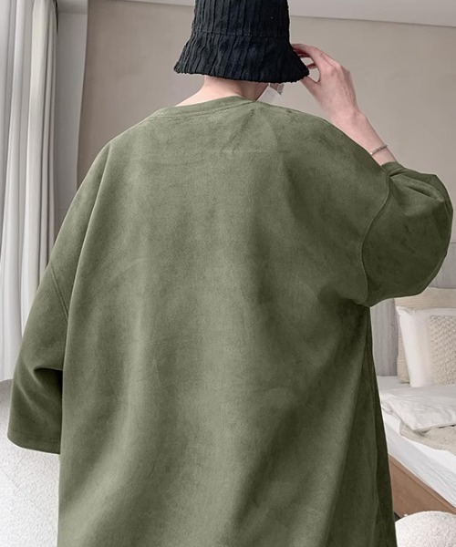 link lot(リンクロット)の「フェイクスエードプリントBIGT ビッグロゴ 男女兼用 ストレッチ素材(Tシャツ/カットソー・メンズ・ブラック/グレー/アイボリー/グリーン・L/M)」の17枚目の写真