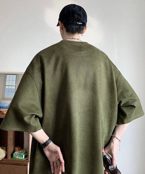 link lot(リンクロット)の「フェイクスエードプリントBIGT ビッグロゴ 男女兼用 ストレッチ素材(Tシャツ/カットソー・メンズ・ブラック/グレー/アイボリー/グリーン・L/M)」の20枚目の写真