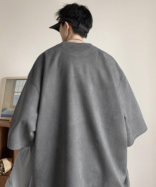 link lot(リンクロット)の「フェイクスエードプリントBIGT ビッグロゴ 男女兼用 ストレッチ素材(Tシャツ/カットソー・メンズ・ブラック/グレー/アイボリー/グリーン・L/M)」の15枚目の写真