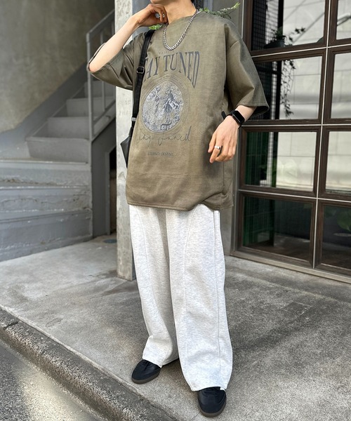 link lot(リンクロット)の「フェイクスエードプリントBIGT ビッグロゴ 男女兼用 ストレッチ素材(Tシャツ/カットソー・メンズ・ブラック/グレー/アイボリー/グリーン・L/M)」の22枚目の写真