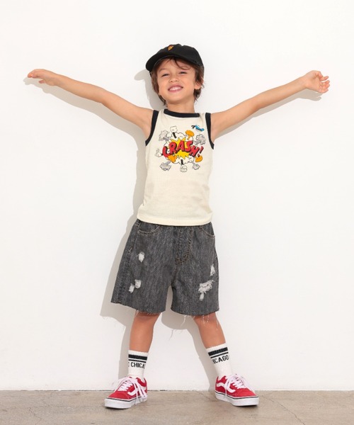 Ocean&Ground(オーシャン&グラウンド)の「ダメージデニムショーツ(デニムパンツ・キッズ・ダークインディゴブルー/ブラック・80/90/100/110/120/130/140)」の8枚目の写真