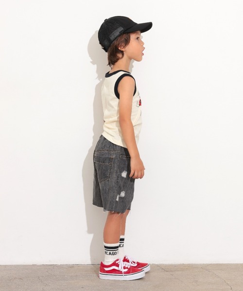 Ocean&Ground(オーシャン&グラウンド)の「ダメージデニムショーツ(デニムパンツ・キッズ・ダークインディゴブルー/ブラック・80/90/100/110/120/130/140)」の7枚目の写真