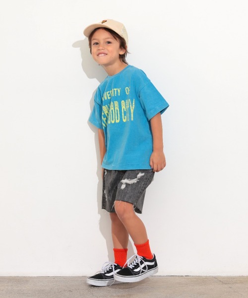 Ocean&Ground(オーシャン&グラウンド)の「ダメージデニムショーツ(デニムパンツ・キッズ・ダークインディゴブルー/ブラック・80/90/100/110/120/130/140)」の5枚目の写真