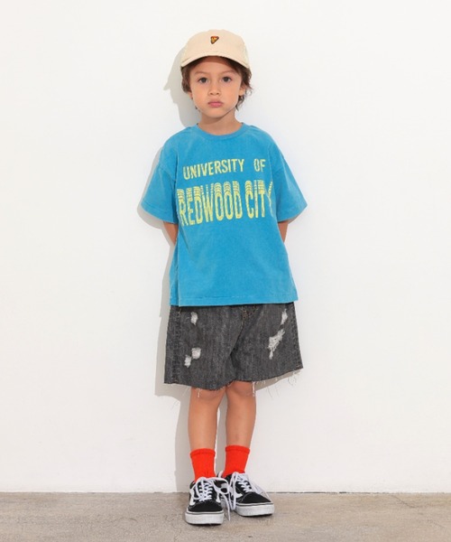 Ocean&Ground(オーシャン&グラウンド)の「ダメージデニムショーツ(デニムパンツ・キッズ・ダークインディゴブルー/ブラック・80/90/100/110/120/130/140)」の4枚目の写真