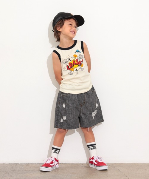 Ocean&Ground(オーシャン&グラウンド)の「ダメージデニムショーツ(デニムパンツ・キッズ・ダークインディゴブルー/ブラック・80/90/100/110/120/130/140)」の9枚目の写真