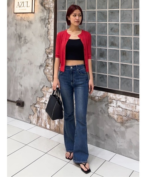 AZUL by moussy(アズールバイマウジー)の「【累計25,000本突破!】【サイズ,身長別画像あり】AZUL DENIM フレアデニム(デニムパンツ・レディース・ライトブルー/ライトブラック/ブルー/ブラック/ワンウォッシュ・X-SMALL/SMALL/MEDIUM/LARGE)」の7枚目の写真
