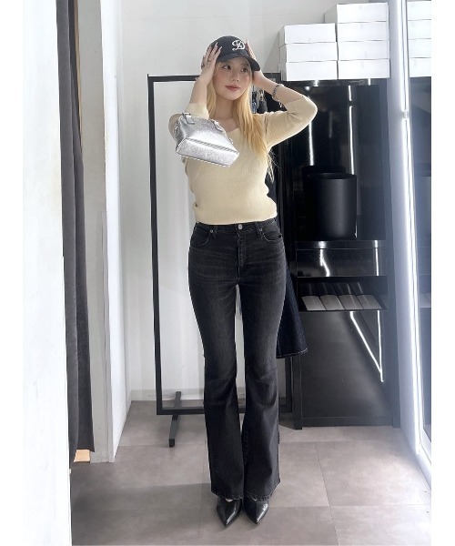 AZUL by moussy(アズールバイマウジー)の「【累計25,000本突破!】【サイズ,身長別画像あり】AZUL DENIM フレアデニム(デニムパンツ・レディース・ライトブルー/ライトブラック/ブルー/ブラック/ワンウォッシュ・X-SMALL/SMALL/MEDIUM/LARGE)」の16枚目の写真