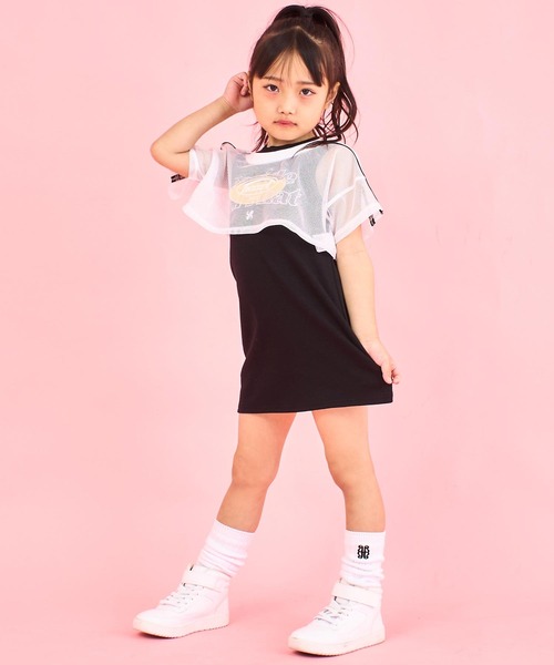 セール】ショートメッシュトップス×ノースリーブワンピースSET