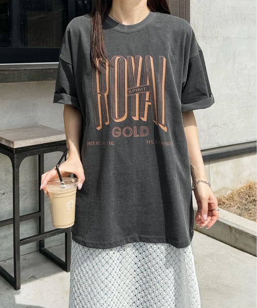LE MORE(リモア)の「"ROYAL GOLD" ロゴTシャツ(Tシャツ/カットソー・レディース・アイボリー/チャコール・FREE)」の8枚目の写真
