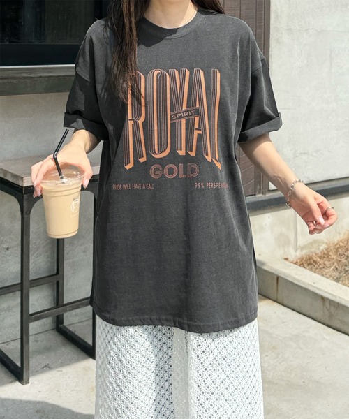 LE MORE(リモア)の「"ROYAL GOLD" ロゴTシャツ(Tシャツ/カットソー・レディース・アイボリー/チャコール・FREE)」の9枚目の写真
