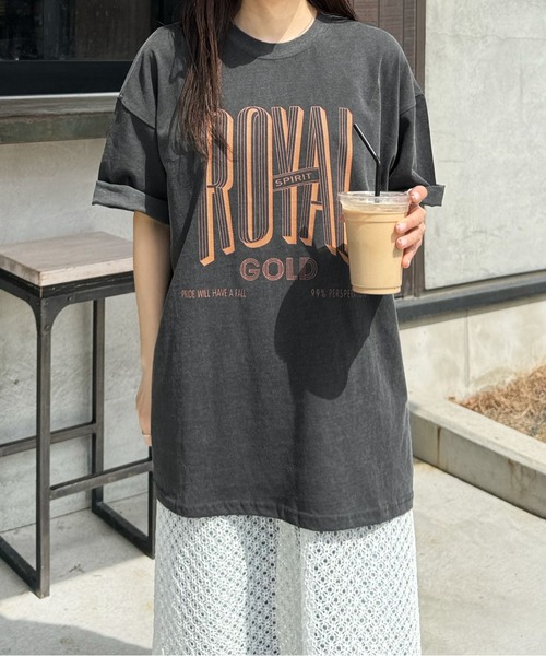 LE MORE(リモア)の「"ROYAL GOLD" ロゴTシャツ(Tシャツ/カットソー・レディース・アイボリー/チャコール・FREE)」の10枚目の写真