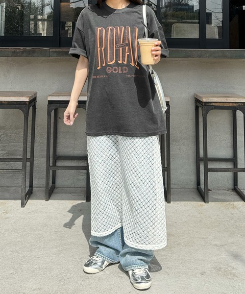LE MORE(リモア)の「"ROYAL GOLD" ロゴTシャツ(Tシャツ/カットソー・レディース・アイボリー/チャコール・FREE)」の12枚目の写真