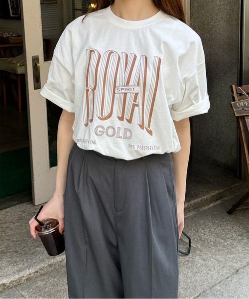 LE MORE(リモア)の「"ROYAL GOLD" ロゴTシャツ(Tシャツ/カットソー・レディース・アイボリー/チャコール・FREE)」の16枚目の写真