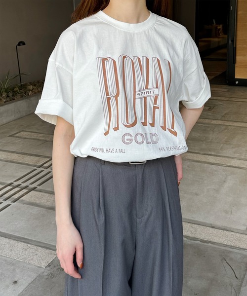 LE MORE(リモア)の「"ROYAL GOLD" ロゴTシャツ(Tシャツ/カットソー・レディース・アイボリー/チャコール・FREE)」の17枚目の写真