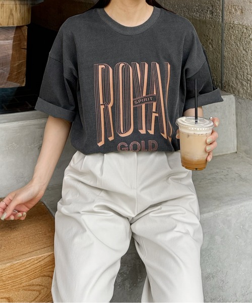 LE MORE(リモア)の「"ROYAL GOLD" ロゴTシャツ(Tシャツ/カットソー・レディース・アイボリー/チャコール・FREE)」の22枚目の写真