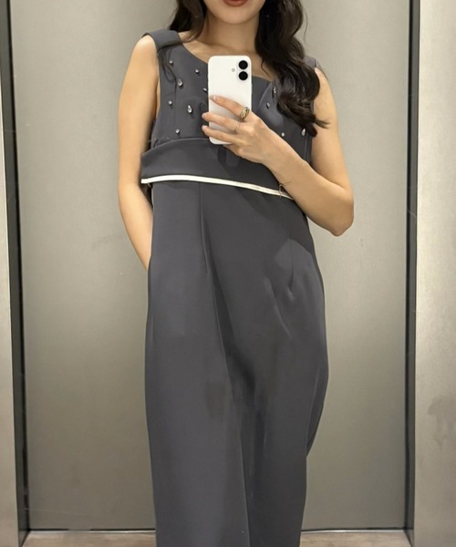ANDRESD(アンドレスド)の「シズクビジュービスチェドレス / shizuku bijou bustier dress(ドレス・レディース・チャコール/ブラック/ベージュ・S/M/L)」の7枚目の写真