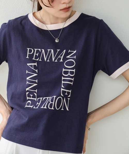 Bab(バブ)の「配色リンガーロゴ半袖Tシャツ(Tシャツ/カットソー・レディース・イエロー/ネイビー/アイボリー・M)」の3枚目の写真
