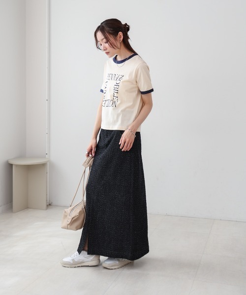 Bab(バブ)の「配色リンガーロゴ半袖Tシャツ(Tシャツ/カットソー・レディース・イエロー/ネイビー/アイボリー・M)」の8枚目の写真