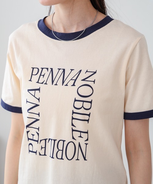 Bab(バブ)の「配色リンガーロゴ半袖Tシャツ(Tシャツ/カットソー・レディース・イエロー/ネイビー/アイボリー・M)」の13枚目の写真