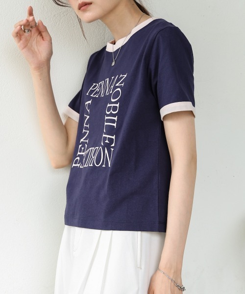 Bab(バブ)の「配色リンガーロゴ半袖Tシャツ(Tシャツ/カットソー・レディース・イエロー/ネイビー/アイボリー・M)」の16枚目の写真