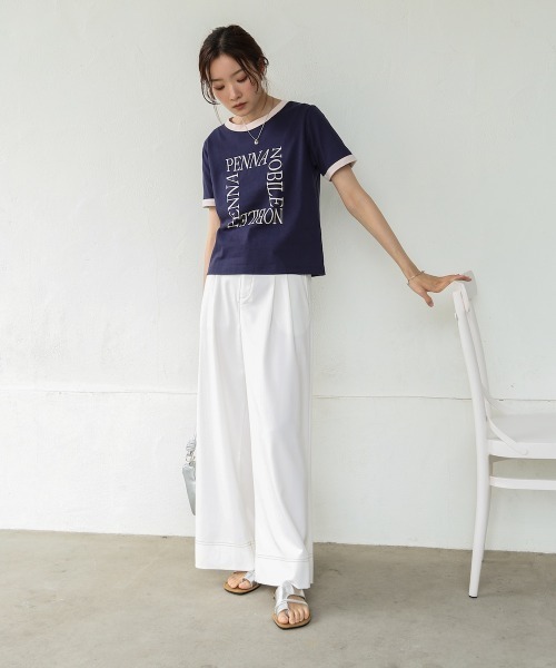 Bab(バブ)の「配色リンガーロゴ半袖Tシャツ(Tシャツ/カットソー・レディース・イエロー/ネイビー/アイボリー・M)」の17枚目の写真