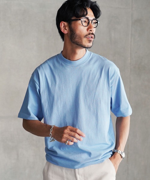 jiggys shop(ジギーズショップ)の「タックインスタイル テーパードシルエット ドライタッチ クルーネック 半袖Tシャツ カットソー(Tシャツ/カットソー・メンズ・ブルー/ライトピンク/ブラック/ライトブルー/ホワイト・MEDIUM/LARGE/X-LARGE)」の3枚目の写真
