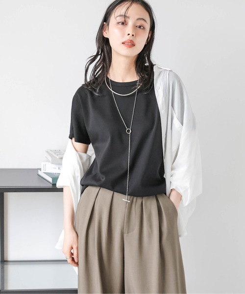 セール】【日本製】ラウンドヘムカットソー（Tシャツ/カットソー