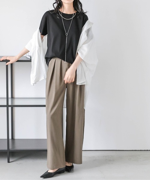 La-gemme(ラジェム)の「【日本製】ラウンドヘムカットソー(Tシャツ/カットソー・レディース・ホワイト/ベージュ/オートミール/グレー/ブラック・M/L)」の12枚目の写真