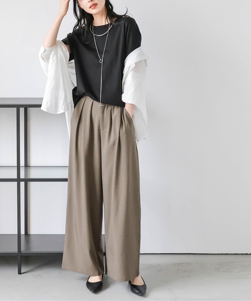 La-gemme(ラジェム)の「【日本製】ラウンドヘムカットソー(Tシャツ/カットソー・レディース・ホワイト/ベージュ/オートミール/グレー/ブラック・M/L)」の13枚目の写真