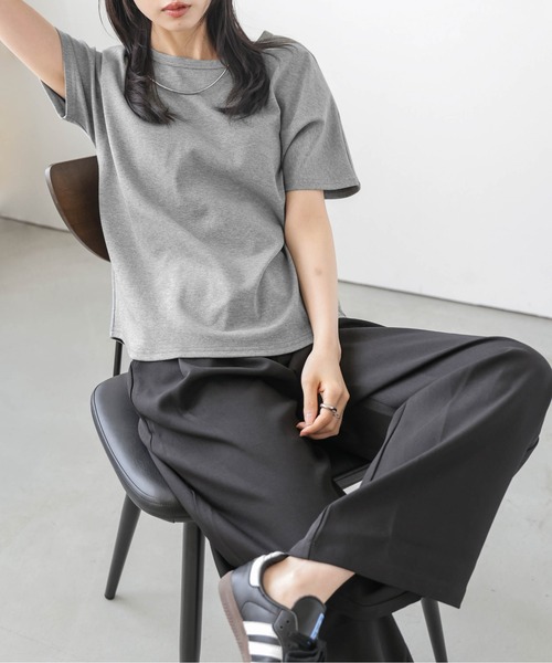 La-gemme(ラジェム)の「【日本製】ラウンドヘムカットソー(Tシャツ/カットソー・レディース・ホワイト/ベージュ/オートミール/グレー/ブラック・M/L)」の15枚目の写真