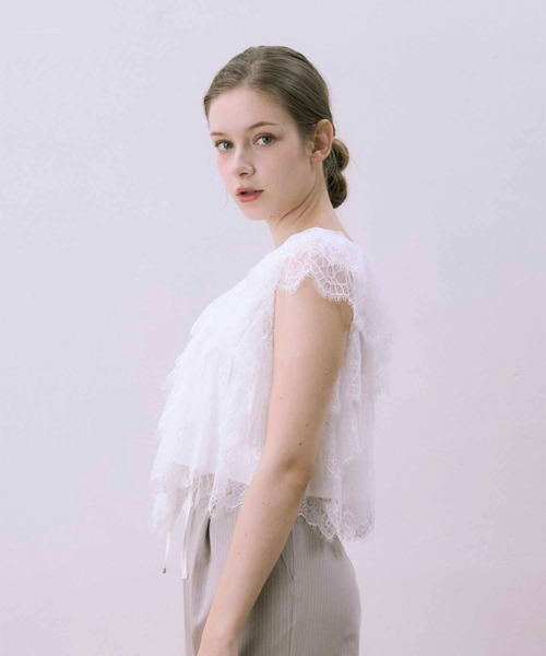 laubeblanc Geometric Lace Blouse レースブラウス Geometric Lace Blouse – L'AUBE BLANC