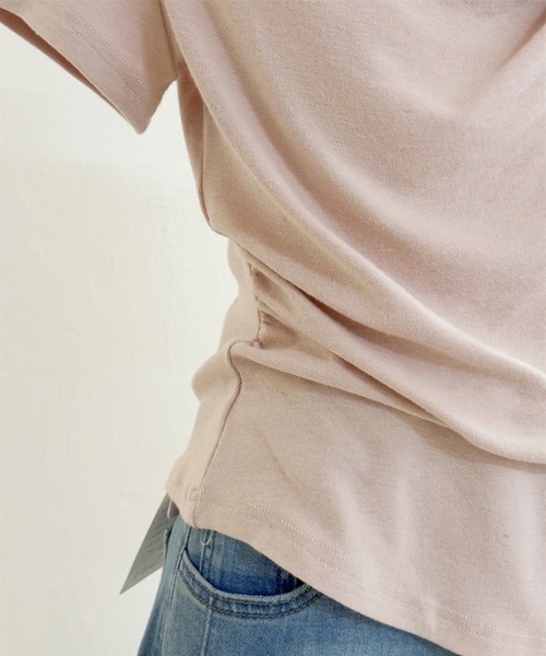 MAISON DE THERESE（メゾン ド テレーズ）の「シーバー（ギャザー）アシンメトリー オフショルダー ボートネック 半袖Tシャツ（Tシャツ/カットソー・レディース・アイボリー/ブルー/イエロー/ピンク/Cream/ブラック・S/M/L）」の21枚目の写真