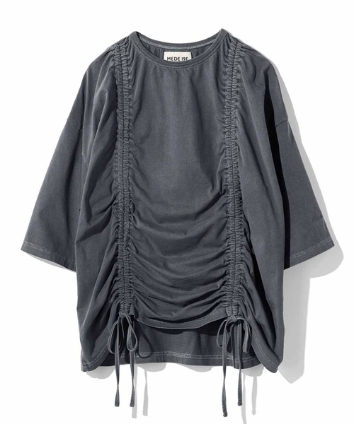 MEDE19F(メデジュウキュウ)の「MEDE19F ピグメント加工のギャザー遣いトップス(Tシャツ/カットソー・レディース・グレー/ベージュ・L/M/LL)」の13枚目の写真