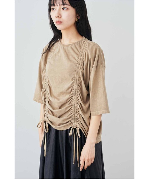 MEDE19F(メデジュウキュウ)の「MEDE19F ピグメント加工のギャザー遣いトップス(Tシャツ/カットソー・レディース・グレー/ベージュ・L/M/LL)」の11枚目の写真