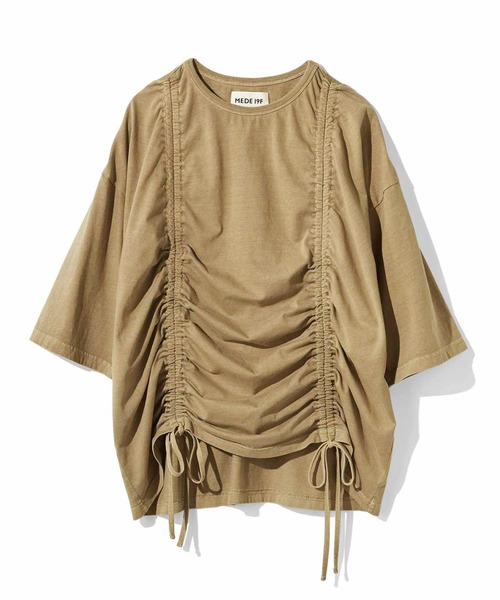 MEDE19F(メデジュウキュウ)の「MEDE19F ピグメント加工のギャザー遣いトップス(Tシャツ/カットソー・レディース・グレー/ベージュ・L/M/LL)」の14枚目の写真