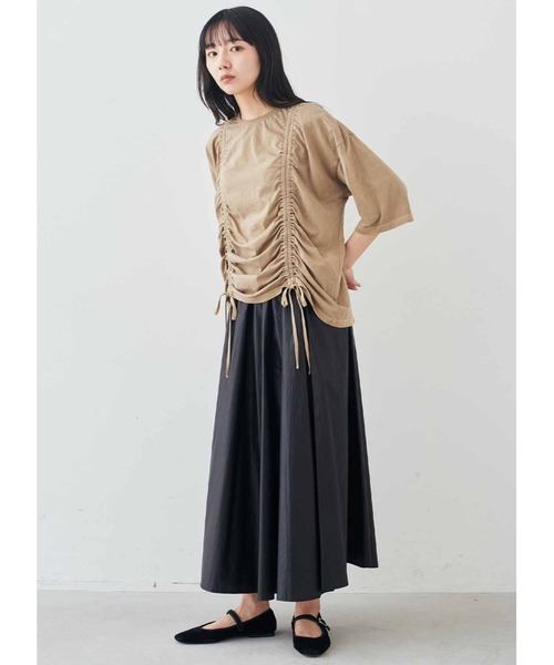 MEDE19F(メデジュウキュウ)の「MEDE19F ピグメント加工のギャザー遣いトップス(Tシャツ/カットソー・レディース・グレー/ベージュ・L/M/LL)」の7枚目の写真