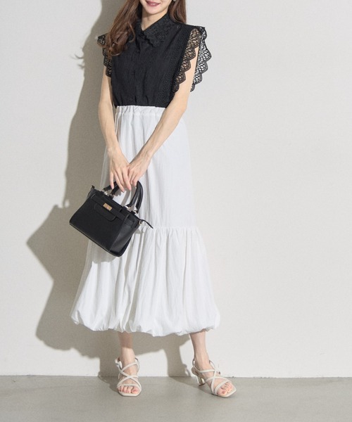 tocco closet（トッコ　クローゼット）の「【ZOZO限定】ナチュラルシャカバルーンスカート（スカート・レディース・ピンク/オフホワイト/ブラック・M）」の4枚目の写真