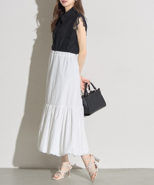 tocco closet（トッコ　クローゼット）の「【ZOZO限定】ナチュラルシャカバルーンスカート（スカート・レディース・ピンク/オフホワイト/ブラック・M）」の6枚目の写真