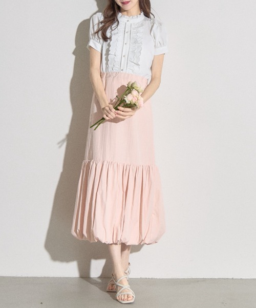 tocco closet（トッコ　クローゼット）の「【ZOZO限定】ナチュラルシャカバルーンスカート（スカート・レディース・ピンク/オフホワイト/ブラック・M）」の17枚目の写真