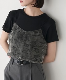 【forksy.】チュールフラワー刺繍キャミビスチェ