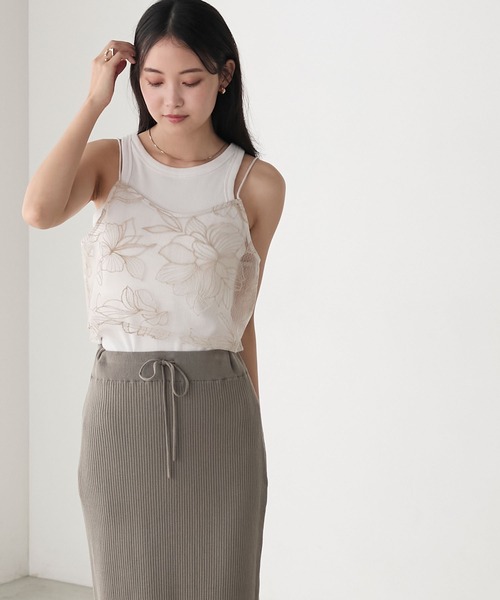 ちー　POPPYキャミ jacquard flare cami tunic (blue flower) – POPPY