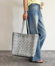 ベージュ×シルバーカゴバッグ　持ち手本革アイボリー かごバッグ（シルバー/銀色系）ファッション通販 - ZOZOTOWN