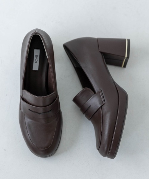 EVOL(イーボル)の「【晴雨兼用・ふかふか】ストームラウンド6.5cmコインローファー IZ5785(レインシューズ・レディース・ブラウン/ブラック/ブラック系その他・22.0cm/22.5cm/23.0cm/23.5cm/24.0cm/24.5cm)」の1枚目の写真