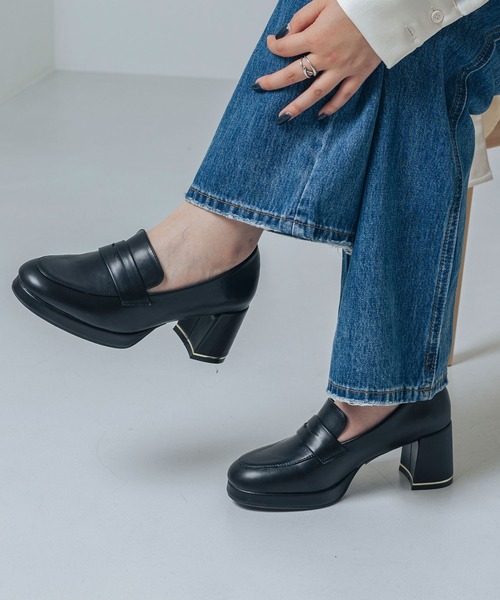 EVOL(イーボル)の「【晴雨兼用・ふかふか】ストームラウンド6.5cmコインローファー IZ5785(レインシューズ・レディース・ブラウン/ブラック/ブラック系その他・22.0cm/22.5cm/23.0cm/23.5cm/24.0cm/24.5cm)」の2枚目の写真